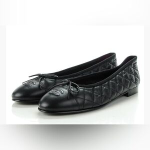 Chanel Black Quilted Ballet Flats
